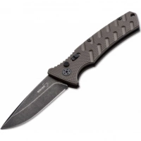 Автоматический складной нож Boker Plus Strike Coyote Spearpoint, сталь AUS-8 BlackWash™ Plain, рукоять анодированный алюминий, BK01BO424 купить в Астрахани