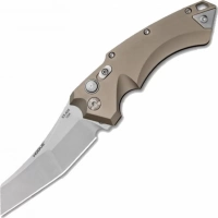 Автоматический складной нож Hogue Wharncliffe EX-A05, клинок Stonewash, сталь 154CM, рукоять пустынный алюминий купить в Астрахани