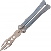 Нож-бабочка со сменным лезвием Maxace Loran Blue, сталь M390, рукоять титан купить в Астрахани