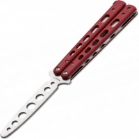 Тренировочный нож-бабочка (балисонг) Balisong Trainer, Boker Plus 01BO712, клинок из нержавеющей стали Zero-ground Plain (без заточки), рукоять стеклотекстолит G10, красный купить в Астрахани