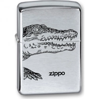 Зажигалка ZIPPO Alligator, с покрытием Brushed Chrome, латунь/сталь, серебристая, матовая, 36x12x56 купить в Астрахани