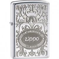 Зажигалка ZIPPO American Classic, латунь с покрытием High Polish Chrome, серебристый, 36х12×56 мм купить в Астрахани