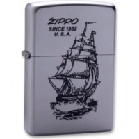 Зажигалка ZIPPO Boat-Zippo Satin Chrome, латунь с ник.-хром. покрыт., сереб., матовая, 36х56х12мм купить в Астрахани