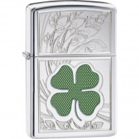 Зажигалка ZIPPO Classic «Клевер» с покрытием High Polish Chrome купить в Астрахани