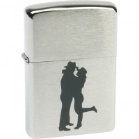 Зажигалка ZIPPO Cowboy Couple Brushed Chrome, латунь, ник.-хром. покр., серебр., матов., 36х56х12 мм купить в Астрахани