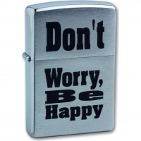 Зажигалка ZIPPO Don`t worry Brushed Chrome, латунь, ник.-хром. покр., серебр., матов., 36х56х12 мм купить в Астрахани