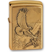 Зажигалка ZIPPO Eagles, латунь с покрытием Brushed Brass, золотистый, матовая, 36х12×56 мм купить в Астрахани