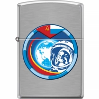 Зажигалка ZIPPO Гагарин с покрытием Brushed Chrome купить в Астрахани