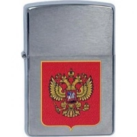 Зажигалка ZIPPO Герб России, латунь с  покрытием Brushed Chrome, серебристый, матовая, 36х12×56 мм купить в Астрахани