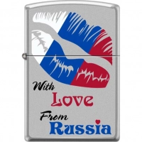 Зажигалка ZIPPO Из России с любовью, латунь/сталь с покрытием Satin Chrome, матовая, 36x12x56 мм купить в Астрахани