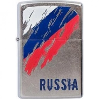 Зажигалка ZIPPO Russia Flag Satin Chrome, латунь с ник.-хром. покрыт., серебр., матовая, 36х56х12 мм купить в Астрахани